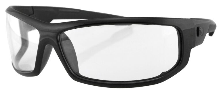 Bobster AXL Glasses, gloss black frame with RX lens. Angled left