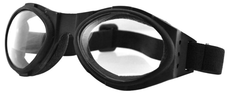 Bobster Bugeye Goggles in a matte black frame with clear lenses. Angled left side