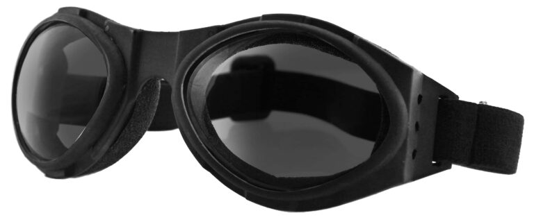 Bobster Bugeye Goggles in a matte black frame with smoke lenses. Angled left side