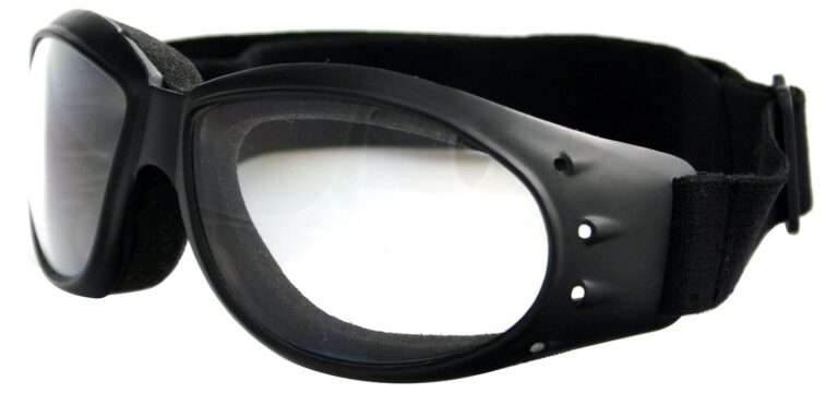 Bobster Cruiser Goggles in a matte black frame with clear lenses. Angled left side