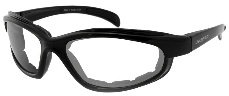 Bobster Fat Boy Glasses, gloss black frame. Angled left