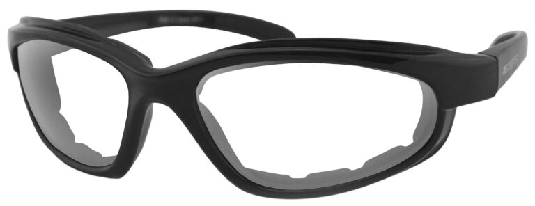 Bobster Fat Boy Glasses, matte black frame. Angled left