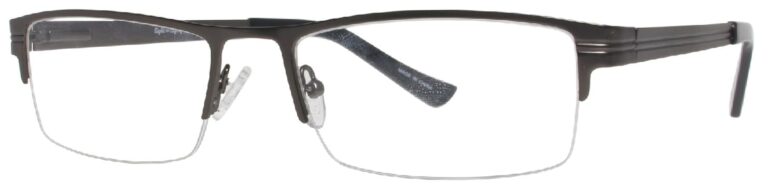 Eight to Eighty Artie Eyeglasses, Gunmetal frame. Angled left
