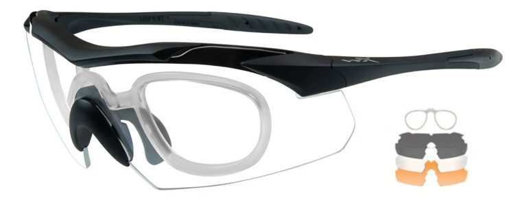 Wiley X Vapor in Matte Black Frame with Smoke Gray, Clear and Light Rust Lenses with RX Insert, WX-3502RX
