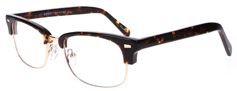 Geek 201 Eyeglasses, Tortoise frame. Angled left