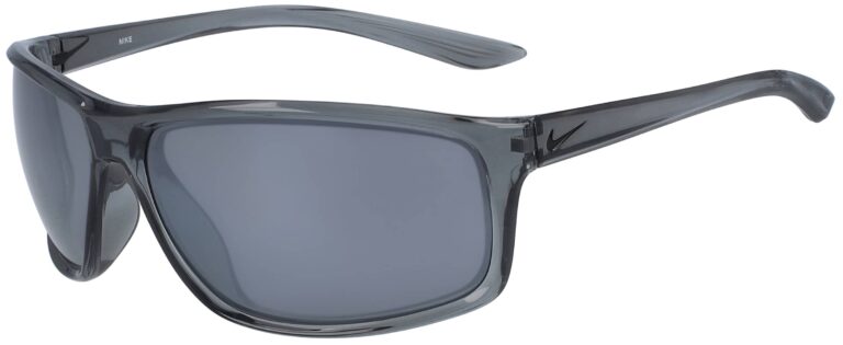 Nike Adrenaline in Cool Grey/Black Frame with Silver Flash Lens, Angled to the Side Left