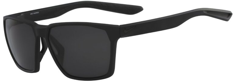 Nike Maverick Sunglasses in Matte Black Frame with Polarized Grey Lens, Angled to the Side Left