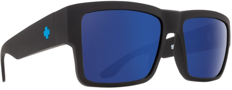 Spy Cyrus 5050 plastic prescription sunglasses in matte black ice with hd plus gray green with dark blue spectra mirror lens