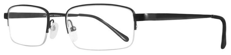 Affordable Designs Gino Eyeglasses, Black frame. Angled left