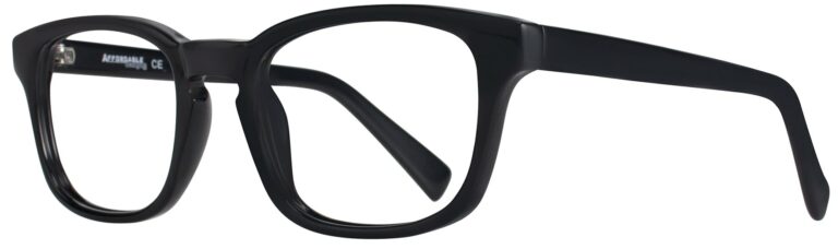 Affordable Designs Jan Eyeglasses, Black frame. Angled left