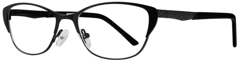 Affordable Designs Jenelle Eyeglasses, Black frame. Angled left
