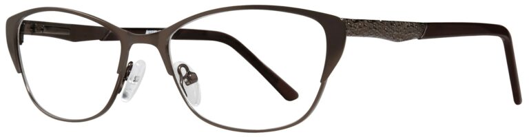 Affordable Designs Jenelle Eyeglasses, Brown frame. Angled left