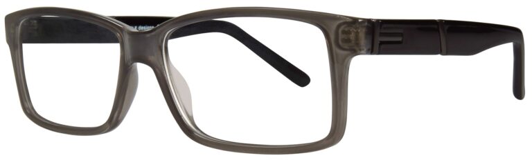 Affordable Designs Liam Eyeglasses, Gray frame. Angled left
