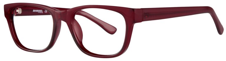 Affordable Designs Lucy Eyeglasses, Burgundy frame. Angled left
