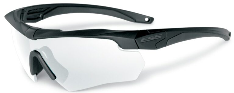 ESS Crossbow Black 2x Clear Smoke Gray Frame Black 2x Clear Smoke Gray Lens Clear Angled Side Left