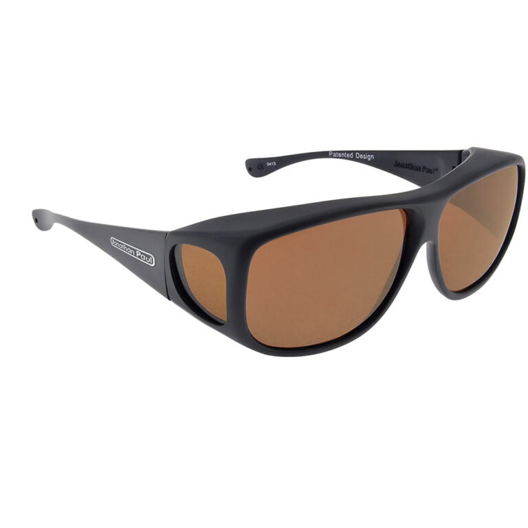 Jonathan Paul Aviator Fitover Sunglasses - Matte Black with Polarvue Amber Lens