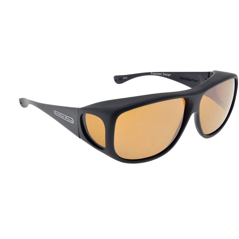 Jonathan Paul Aviator Fitover Sunglasses - Matte Black with Polarvue yellow lens