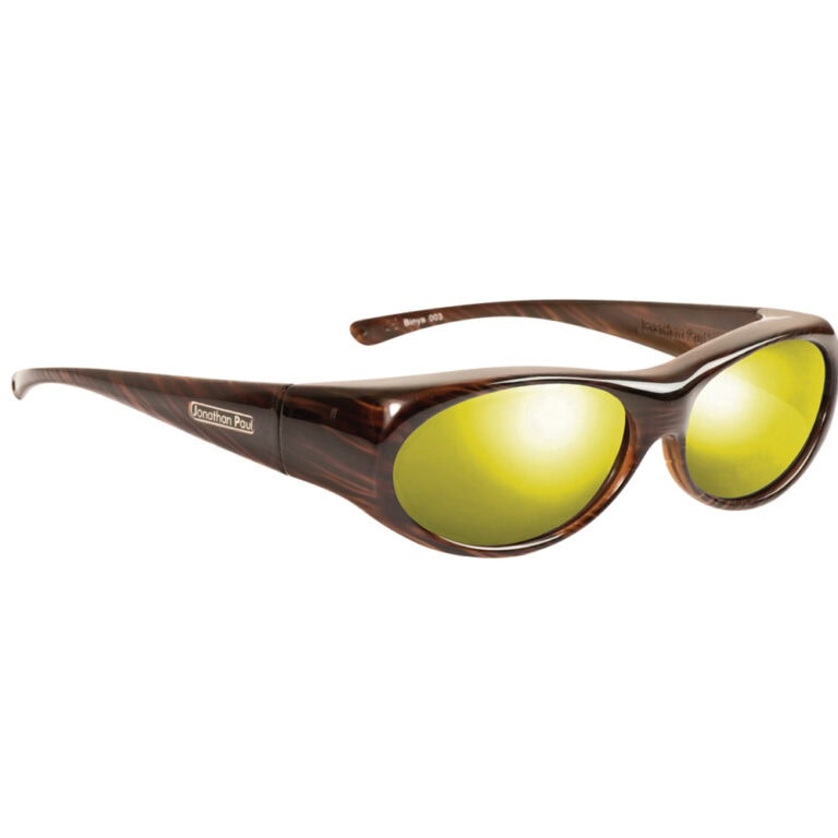 onathan Paul Binya Fitover Sunglasses - Brown Feather with Polarvue Gold Mirror Lens