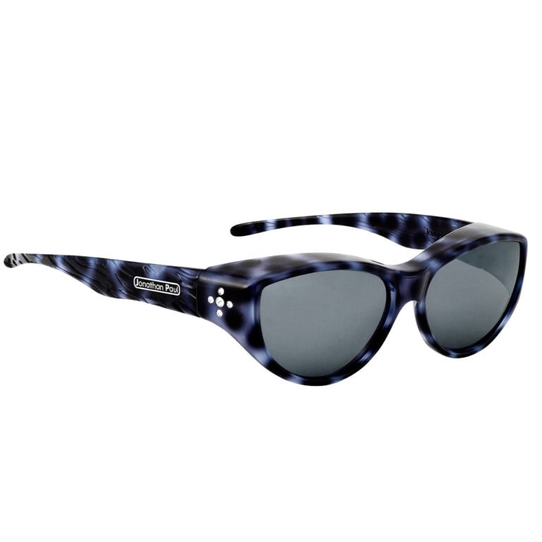 Jonathan Paul Chic Kitty Fitover Sunglasses - Blue Cheetah with Polarvue Gray Lens