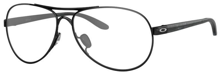 Oakley Feedback Glasses in a Polished Black frame. Angled left