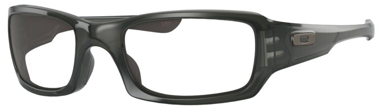 Oakley Fives Squared Glasses in a Gray Smoke frame. Angled left