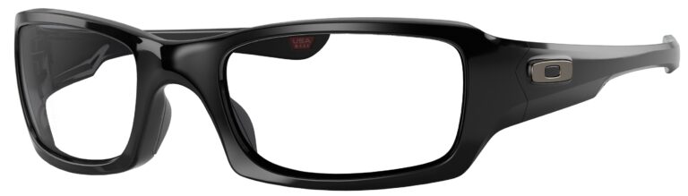 Oakley Fives Squared Glasses in a Polished Black frame. Angled left