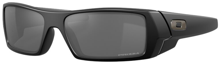 Oakley Gascan Sunglasses in a Matte Black with Prizm Black Lenses. Angled left