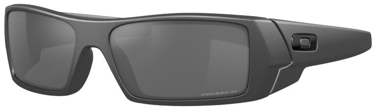 Oakley Gascan Sunglasses in a Steel with Prizm Black Polarized Lenses. Angled left