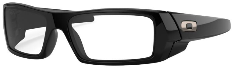 Oakley Gascan Glasses in a Polished Black frame. Angled left