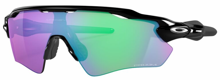 Oakley Radar EV Path Sunglasses, Polished Black with Prizm Golf Lenses. Angled left
