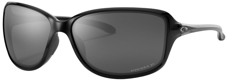 Oakley Cohort Sunglasses in a Polished Black Frame with Prizm Black Polarized lens. Angled Left