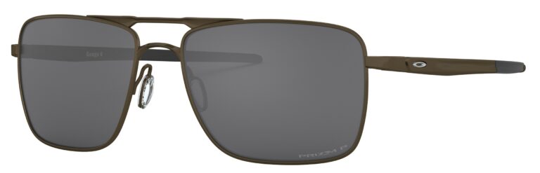 Oakley Gauge 6 Sunglasses in a Pewter frame with Prizm Black Polarized lens. Angled left