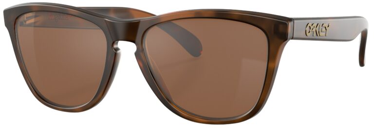 Oakley Frogskin Sunglasses in a Matte Tortoise with Prizm Tungsten Lenses. Angled left