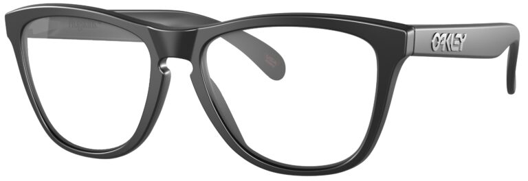 Oakley Frogskin glasses in a Matte Black frame. Angled left