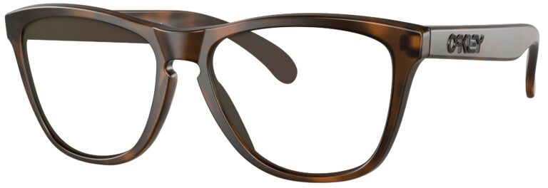 Oakley Frogskin Sunglasses in a Matte Brown Tortoise. Angled left