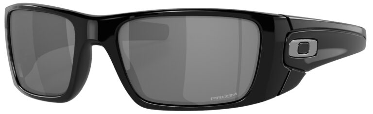 Oakley Fuel Cell Sunglasses in a Polished Black with Prizm Black Lenses. Angled left