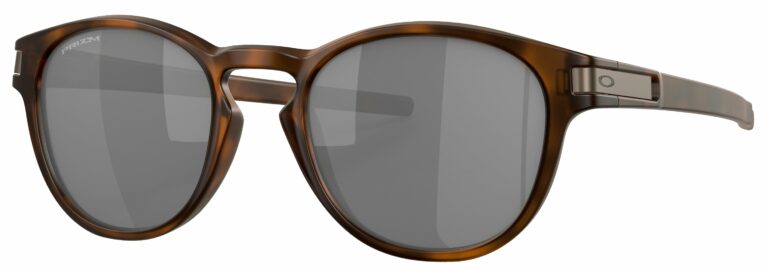 Oakley Latch Sunglasses in a Matte Brown Tortoise with Prizm Black Lenses. Angled left
