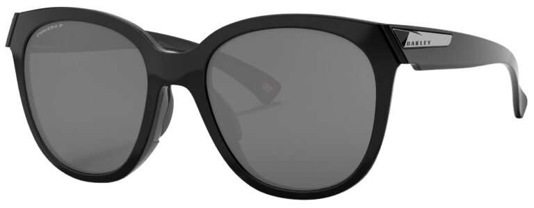 Oakley Low Key Sunglasses, Polished Black with Prizm Black Polarized Lenses. Angled Left