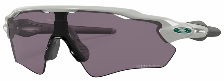Oakley Radar EV Path Sunglasses, Matte Cool Gray with Prizm Gray Lenses. Angled Left