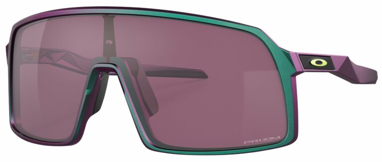 Oakley Sutro Sunglasses, Green and Purple Shift with Prizm Road Black Lenses. Angled left