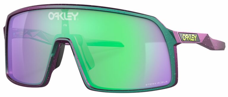 Oakley Sutro Sunglasses, Green and Purple Shift with Prizm Road Jade Lenses. Angled left