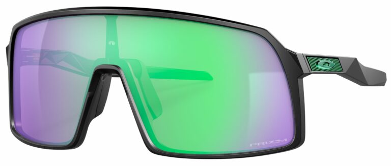 Oakley Sutro Sunglasses, Matte Black with Prizm Road Jade Lenses. Angled left