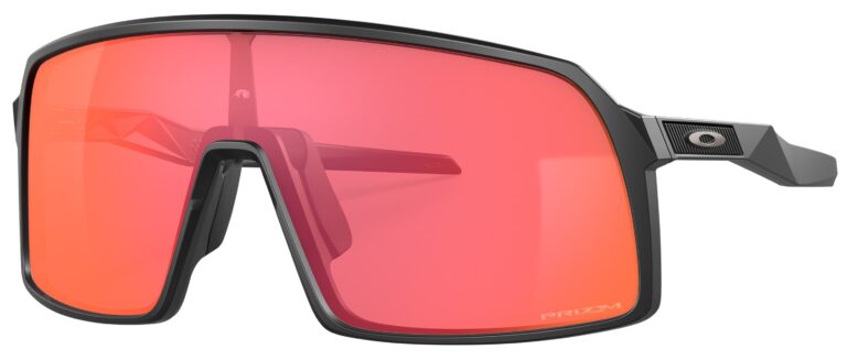 Oakley Sutro Sunglasses, Matte Black with Prizm Trail Torch Lenses. Angled left