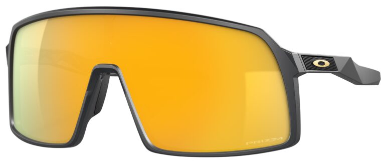 Oakley Sutro Sunglasses, Matte Carbon with Prizm 24K Lenses. Angled left