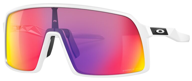 Oakley Sutro Sunglasses, Matte White with Prizm Road Lenses. Angled left