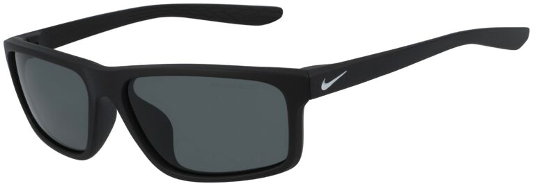 Nike Chronicle Sunglasses in Matte Black Frame with Polarized Grey Lens, Angled to the Side Left