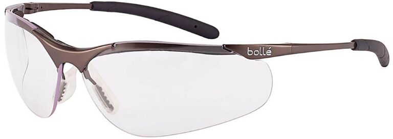 Bolle Contour in a Silver Metal Frame with Clear Lenses. Angled Left Side
