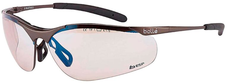 Bolle Contour in a Silver Metal Frame with ESP Lenses. Angled Left Side