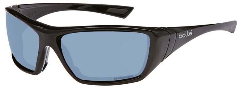 Bolle Hustler Safety Glasses with Black frame and Blue Flash Polarized Lens BO-HUSTLER-40151