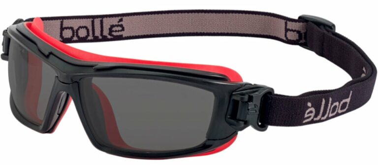 Bolle Ultim8 Safety Goggles with Black and Red Frame with Smoke Lens BO-ULTIM8-40300